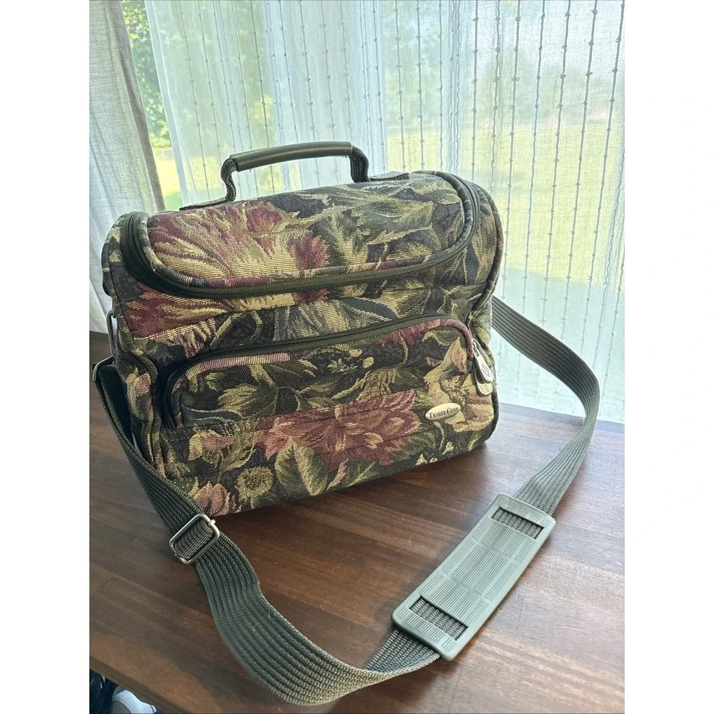 VTG 90s Travel Gear Tapestry Floral Luggage Carry On Travel Bag 12x11x8